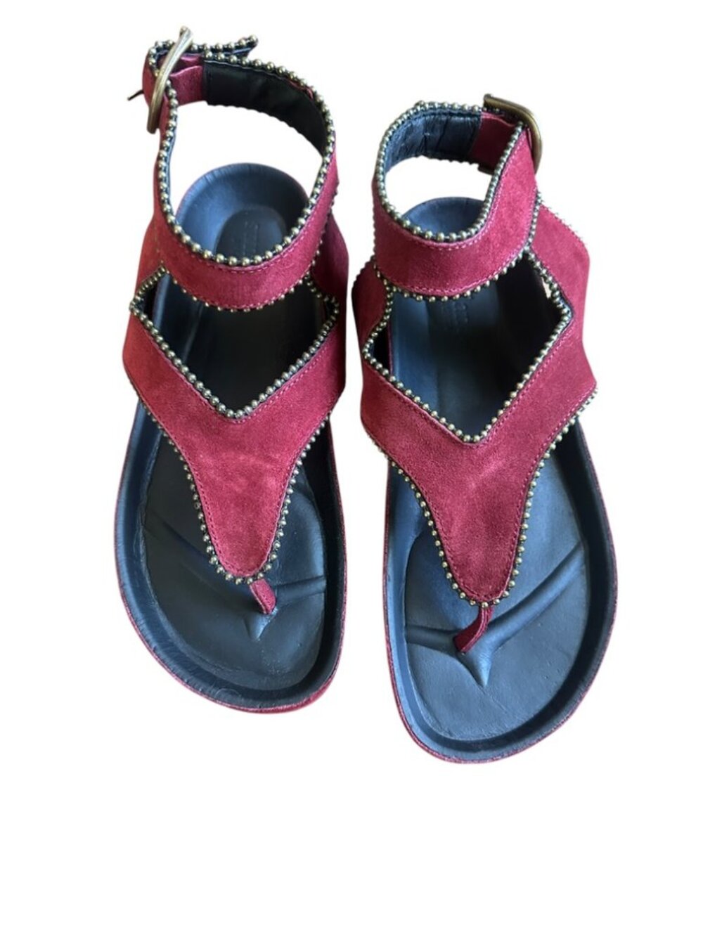 Sundance Reynah Sandals Beaded Burgundy NWOB -EU38, US8